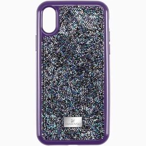 NEW Swarovski iPhone X/XS Glam Rock Rhinestone Druzy Purple Blue Phone Case